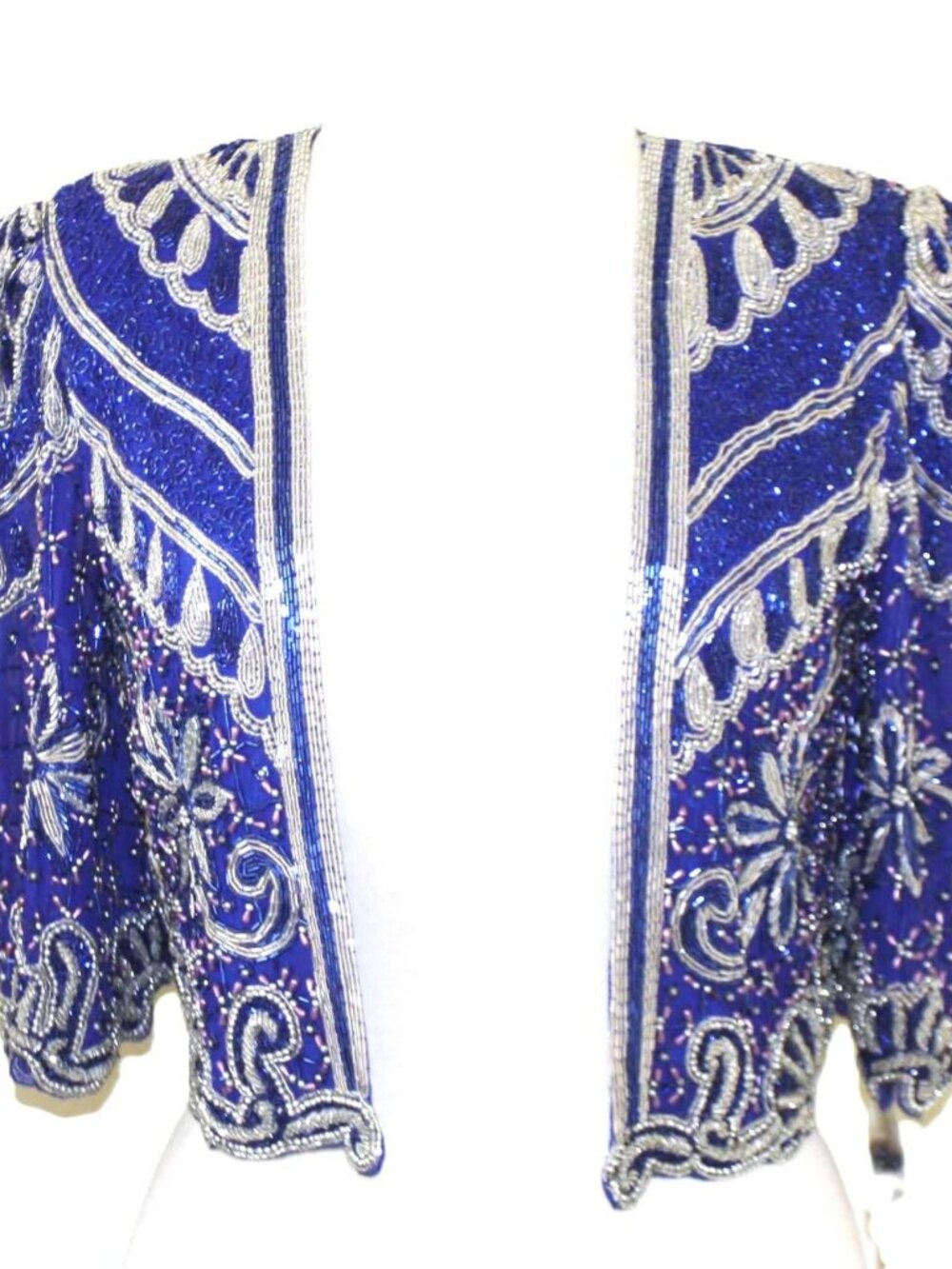 JTRIMMING Vintage Bolero Jacket Hand Work Beading On Silk Style 2066